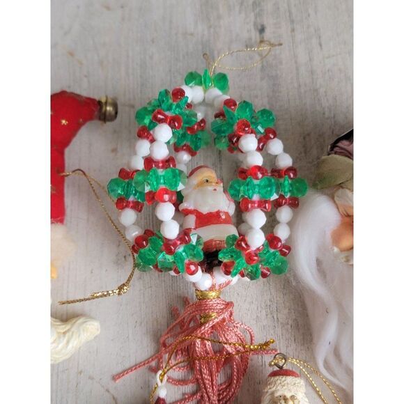 Unique Santa Claus moon face ball bead variety ornament set Xmas glitter - Picture 4 of 8